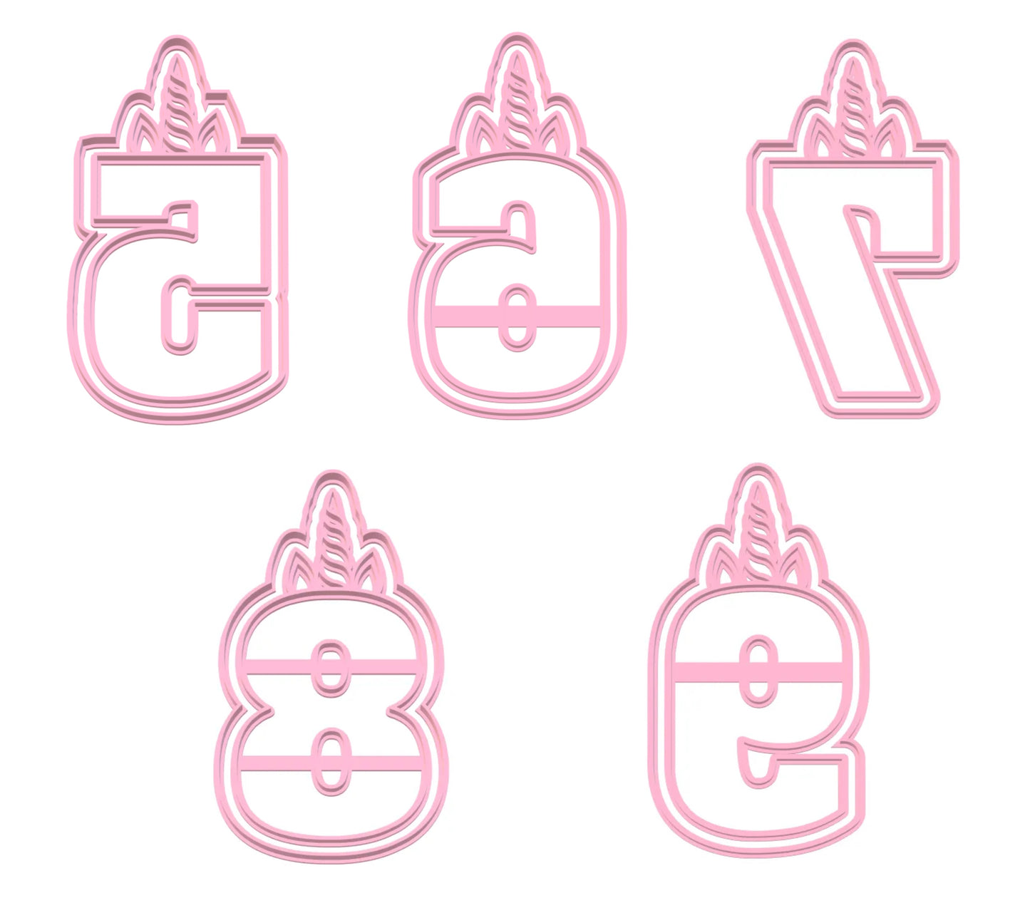 Unicornios Numeros #2 Pack de 5 cortadores