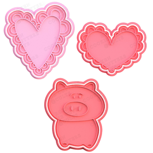 Hearts Valentines Day Pack de 3 cortadores