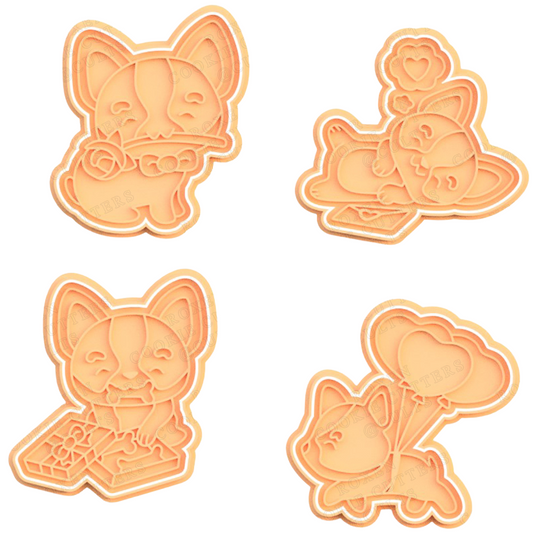 Kawaii Valentines Corgis Pack de 4 cortadores