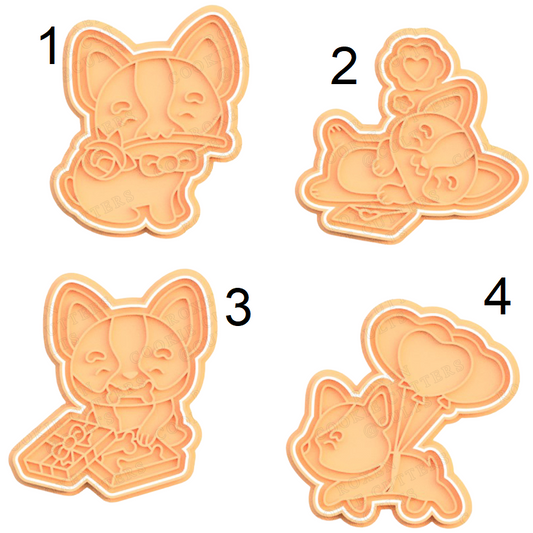 Kawaii Valentines Corgis x Unidad de 4 cortadores