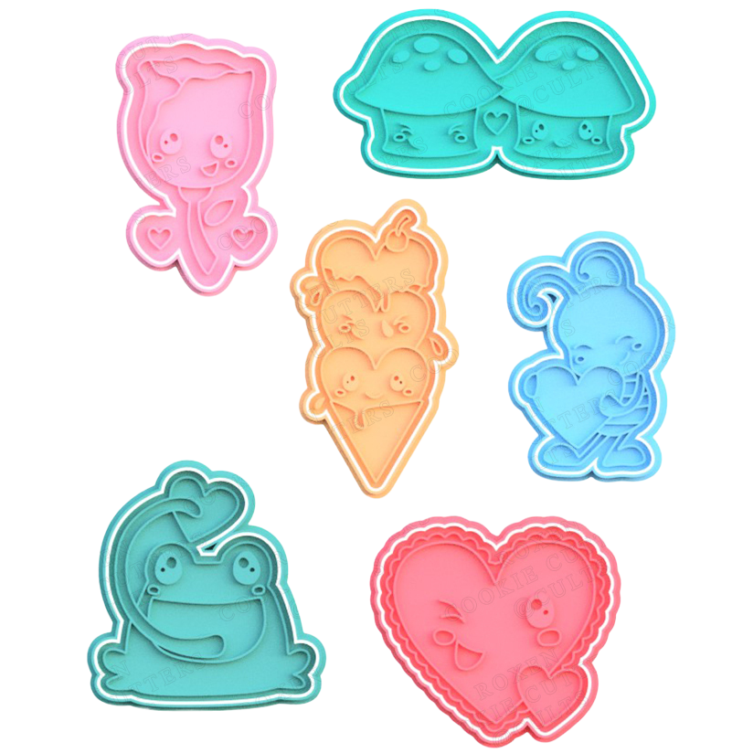 Kawaii Valentines Pack de 6 cortadores