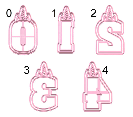 Unicornios Numeros #1 x Unidad de 5 cortadores