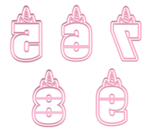 Unicornios Numeros #2 Pack de 5 cortadores