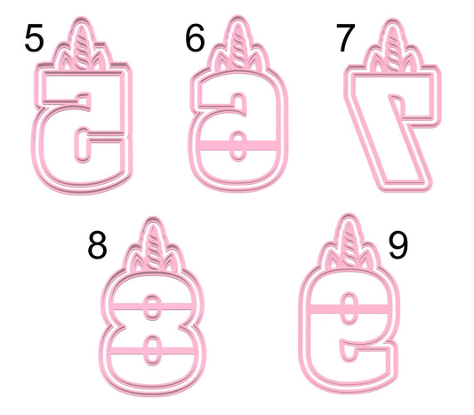 Unicornios Numeros #2 x Unidad de 5 cortadores